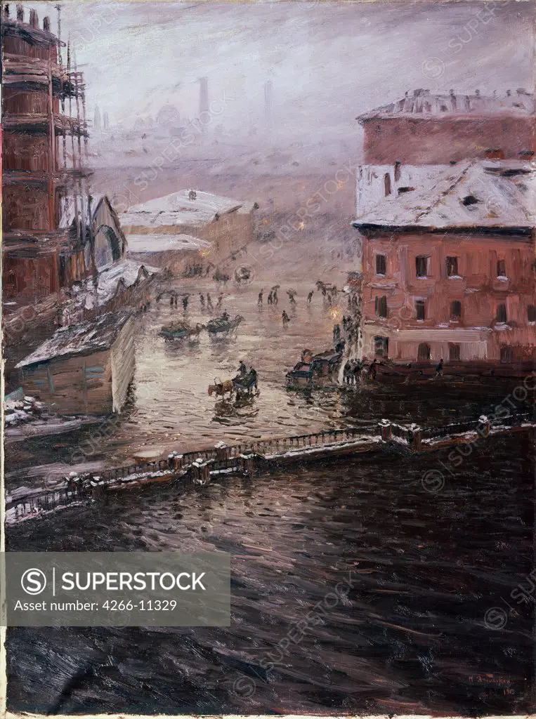 Flood in town by Nikolai Nikanorovich Dubovskoy, oil on canvas, 1903, 1859-1918, Russia, Yaroslavl , State Art Museum, 71, 5x53