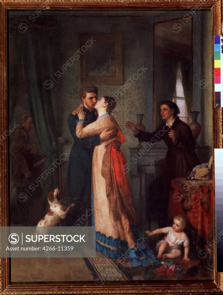 Family reunion by Akim Yegorovich Karneev, oil on canvas, 1878, 1833-1896, Russia, Moscow , State Tretyakov Gallery, 80x60