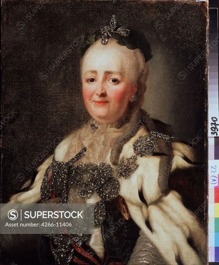 Catherine the Great by Alexander Roslin, Oil on canvas, 1718-1793, Russia, Ryasan, State Regional I.Pozhalostin Art Museum, 76x55