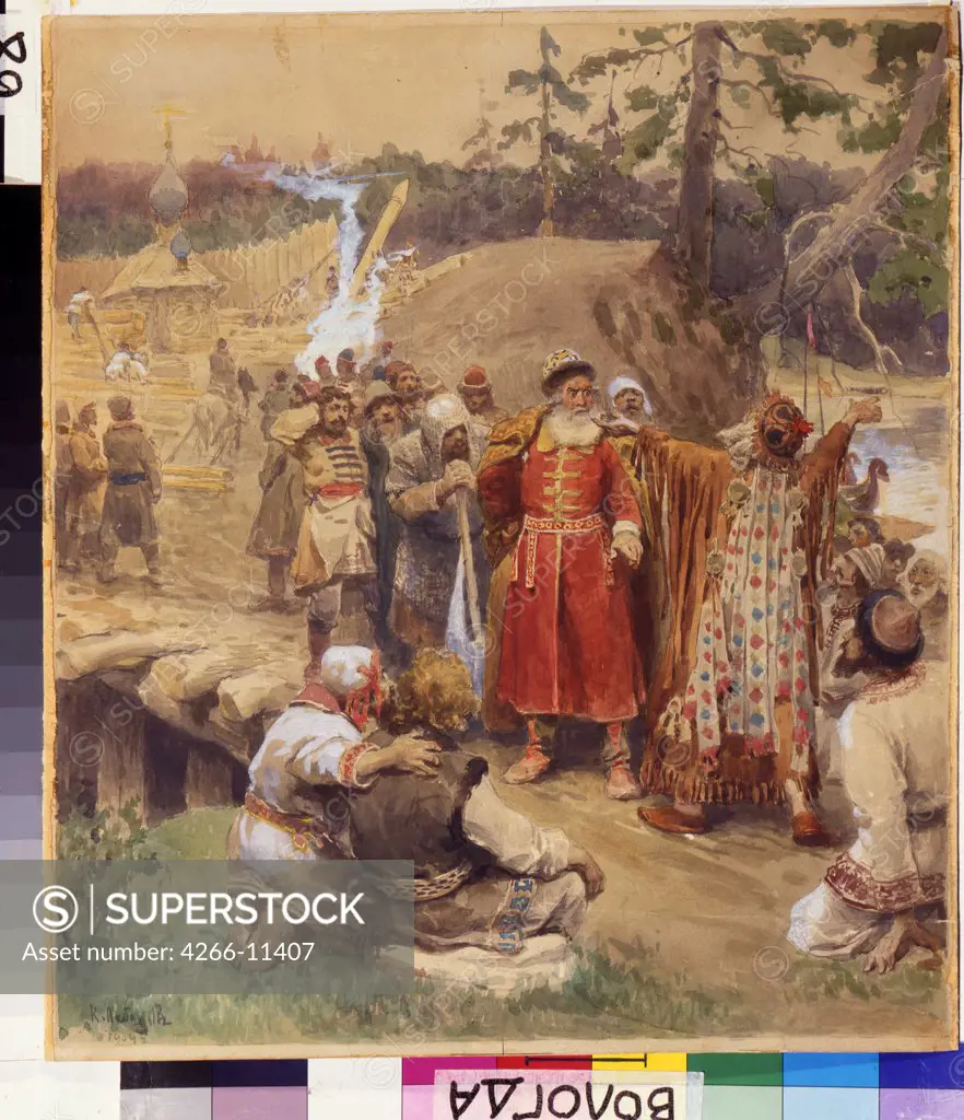 Cossacks by Klavdi Vasilyevich Lebedev, Watercolor, Gouache on Paper, 1904, 1852-1916, Russia, Vologda, Regional Art Gallery, 42x37