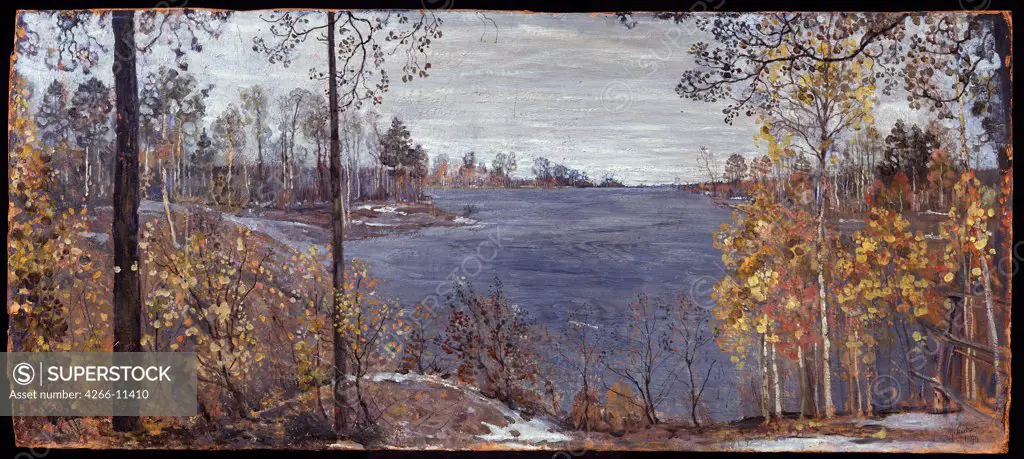 Landscape by Isaak Izrailevich Brodsky, Oil on canvas, 1907, 1884-1939, Russia, Vologda, Regional Art Gallery, 44x99