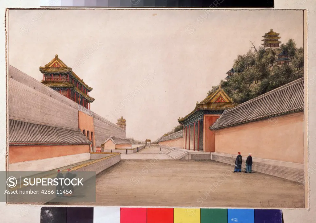 Road in China by Ivan Petrovich Alexandrov, Watercolor on paper, 1804-1806, 1780-1818, Russia, Moscow, State V. Tropinin-Museum, 21, 5x28, 3