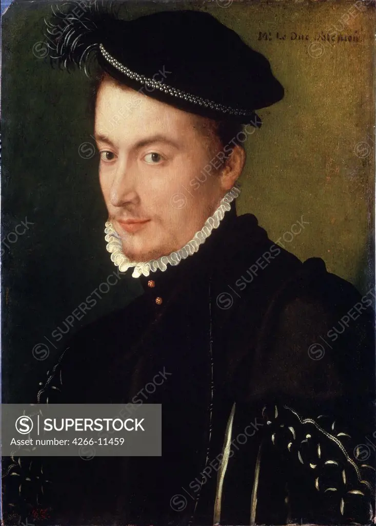 Francois de Valois by unknown artist, Oil on wood, End 1560s, Russia, St. Petersburg, State Hermitage, 48, 5x32