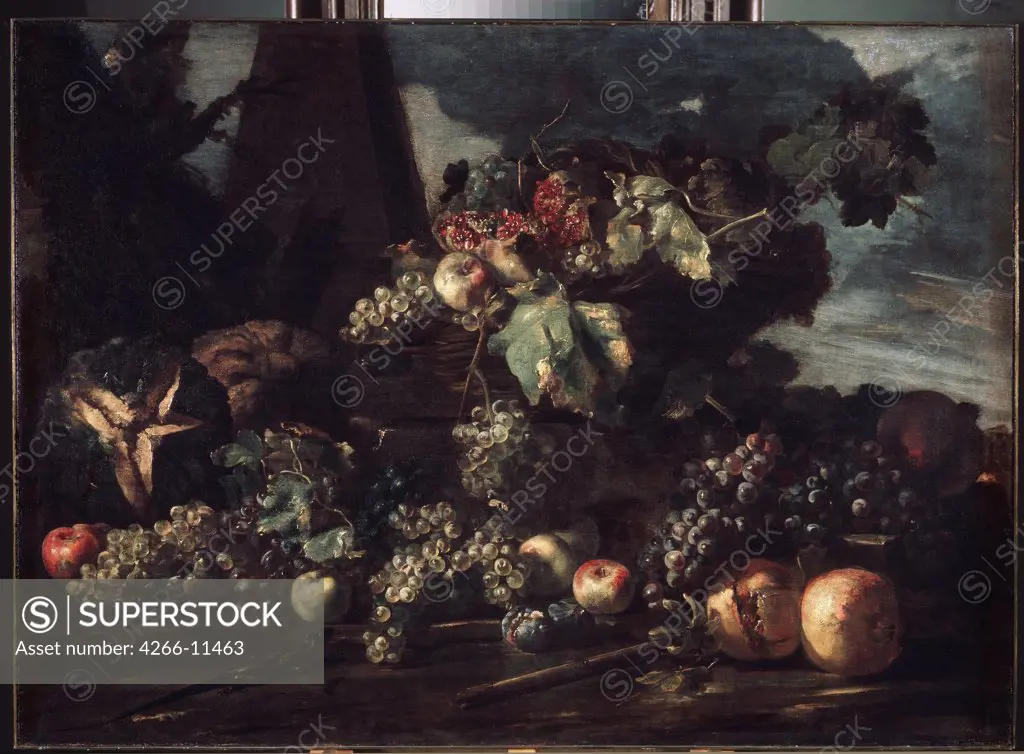 Still life by Michelangelo Campidoglio, Oil on canvas, 1610-1670, Russia, St. Petersburg, State Hermitage, 98x134