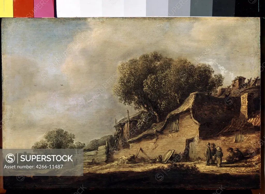 Village view by Jan Josefsz van Goyen, oil on wood, 1631, 1596-1656, Russia, St Petersburg, State Hermitage, 28, 5x43