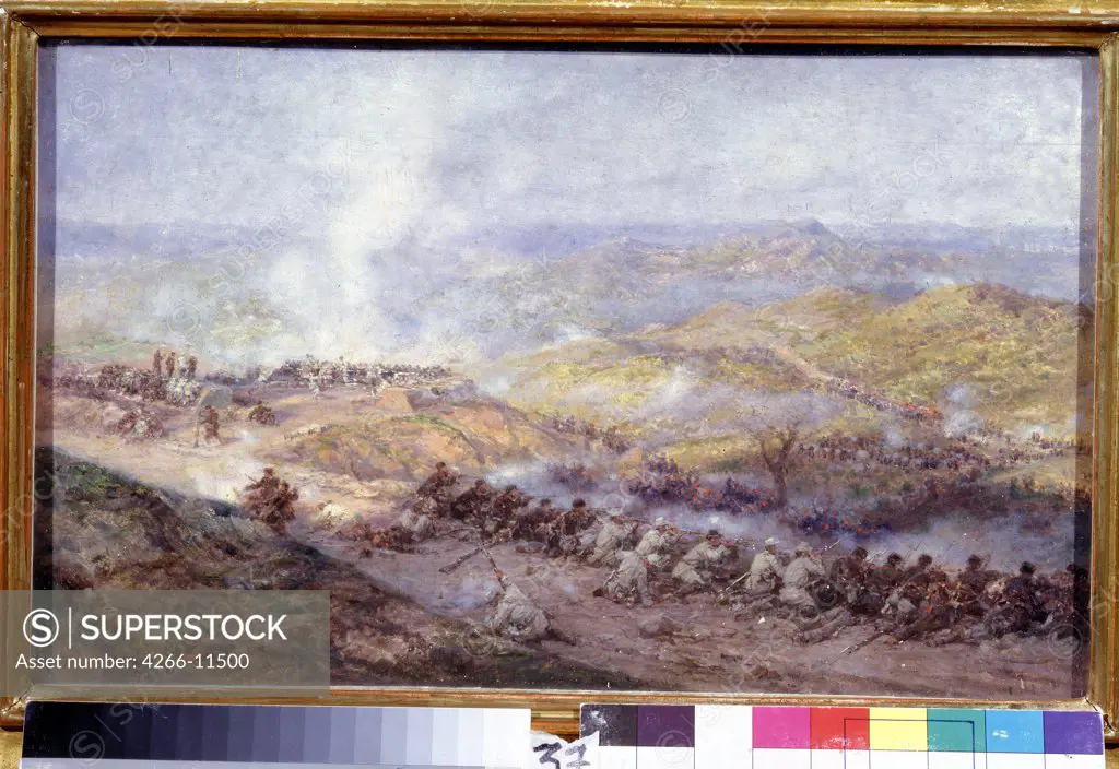 Battle of Pleven by Pavel Osipovich Kovalevsky, oil on canvas, 1884, 1843-1903, Russia, Ryasan, State Regional Pozhalostin Art Museum, 27, 7x43, 8
