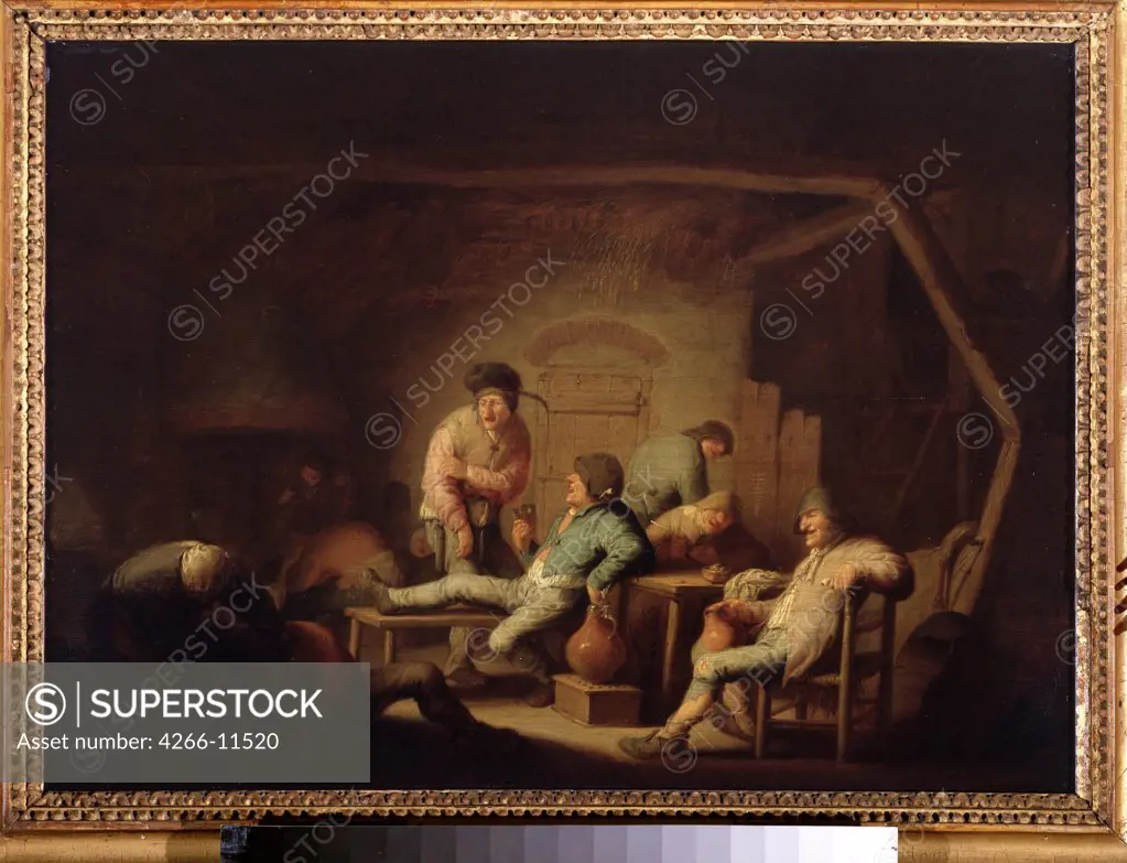 Inn scene by Adriaen Jansz van Ostade, oil on wood, circa 1635, 1610-1685, Russia, Moscow, State Pushkin Museum of Fine Arts, 41x55