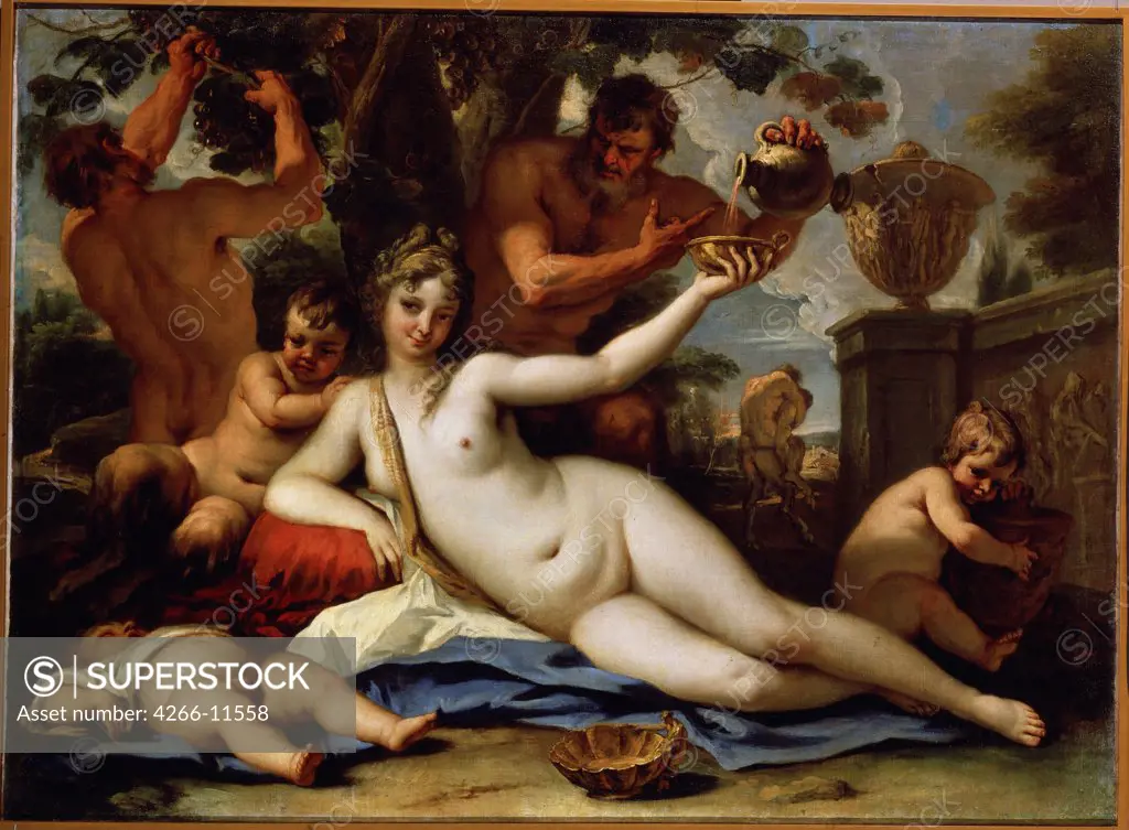 Bacchus feast by Sebastiano Ricci, oil on canvas , circa 1713, 1659-1734, Russia, St. Petersburg, State Hermitage, 104x142, 5