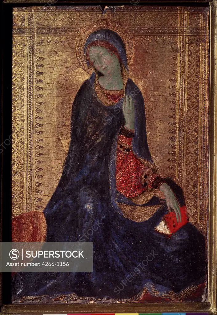 Madonna by Simone di Martini, Tempera on panel, 1280/85-1344, 14th century, Russia, St. Petersburg, State Hermitage, 30, 5x21, 5