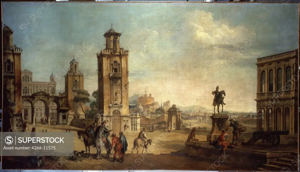 Architecture by Francesco Battaglioli, oil on canvas, 1722-1790, Russia, St. Petersburg, State Hermitage, 194x347