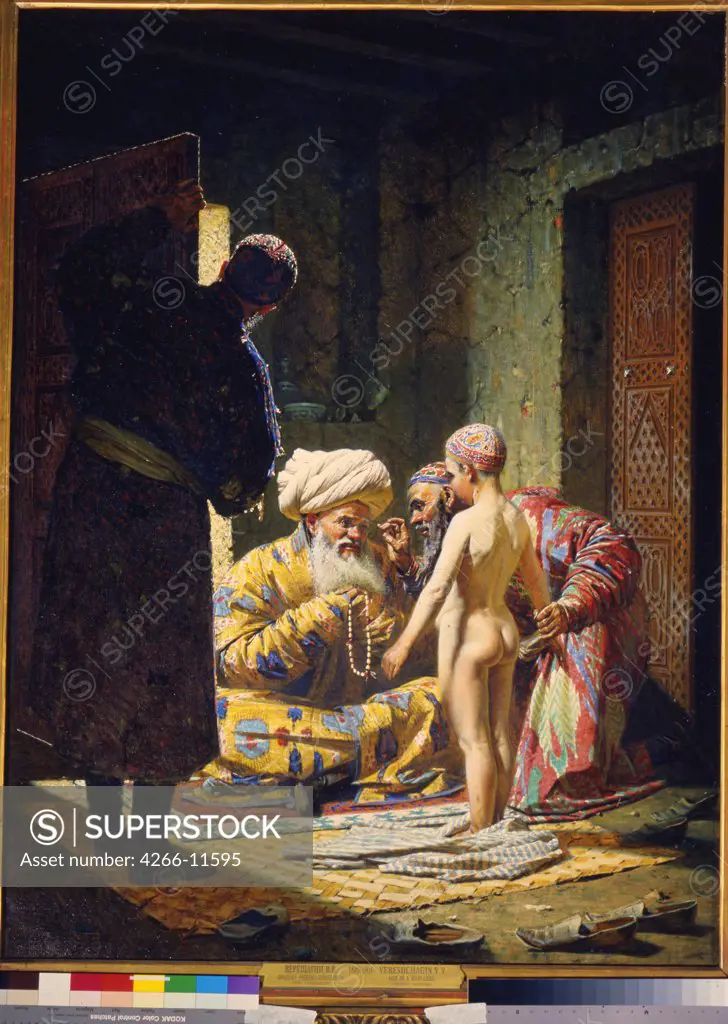 Scene with men and boy by Vasili Vasilyevich Vereshchagin, oil on canvas, 1871-1872, 1842-1904, Russia, Moscow, State Tretyakov Gallery, 123x92, 4