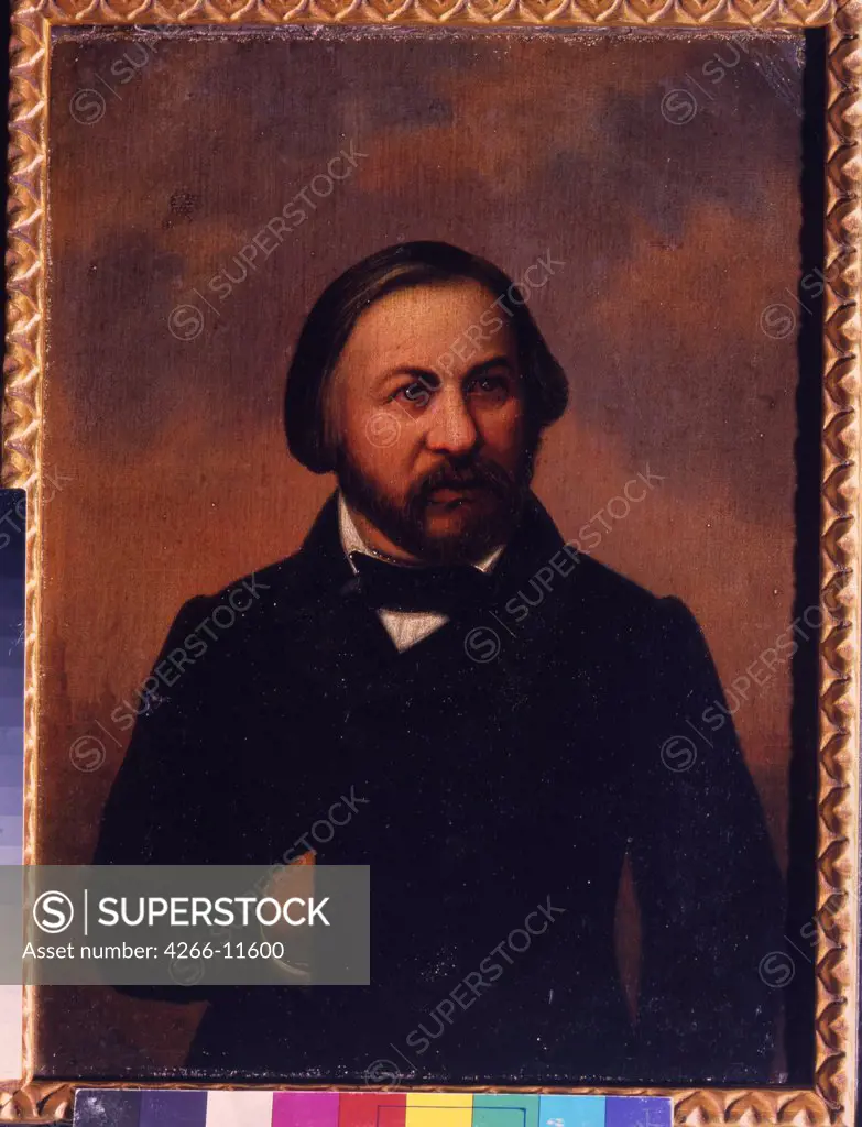 Portrait of Mikhail Glinka by Russian master, oil on canvas, 1850s, Russia, St. Petersburg, A. Pushkin Memorial Museum, 35, 8x27, 4