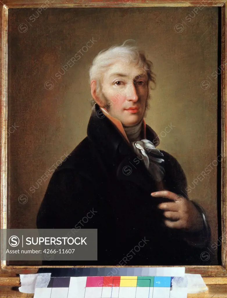 Portrait of Nikolay Karamzin by Giovanni Battista Damon Ortolani, oil on canvas, 1805, 1750-after 1810, Russia, St. Petersburg, A. Pushkin Memorial Museum, 37x31