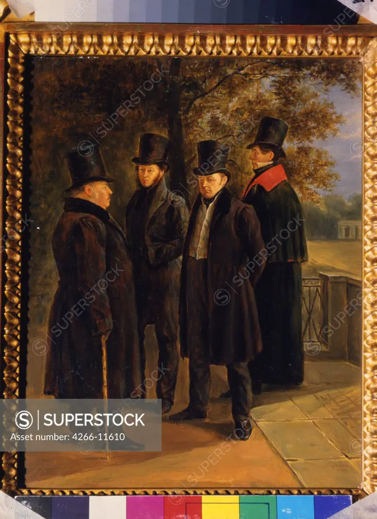 Men talking, by Grigori Grigorievich Chernetsov, oil on canvas, 19th century, 1802-1865, Russia, St. Petersburg, A. Pushkin Memorial Museum, 27, 2x28, 2