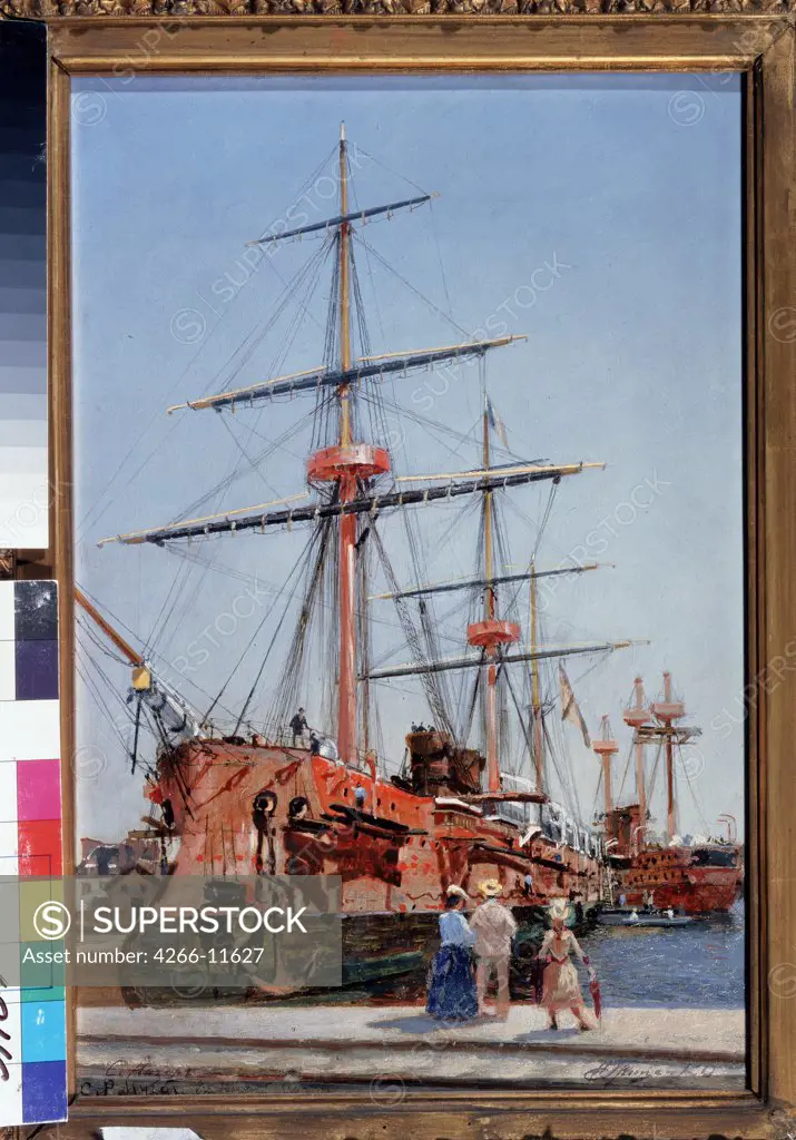 Battleship by Nikolai Nikolayevich Gritsenko, oil on wood , 1889, 1856-1900, Russia, Moscow , State Tretyakov Gallery, 41x26, 6