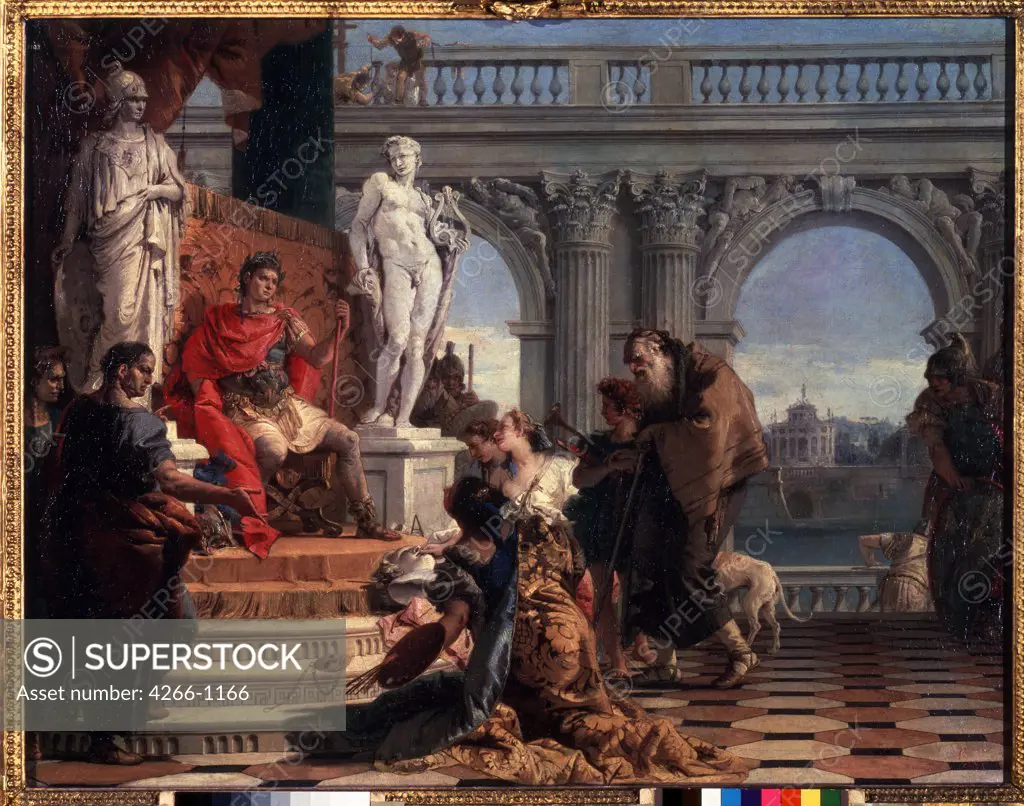 Emperor Augustus and his courtiers by Giambattista Tiepolo, Oil on canvas, 1743, 1696-1770, Venetian School, Russia, St. Petersburg, State Hermitage, 69, 5x89