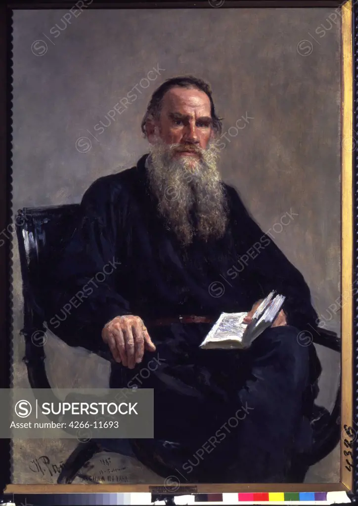 Portrait of Lev Nikolayevich Tolstoy by Ilya Yefimovich Repin, oil on canvas, 1887, 1844-1930, Russia, Moscow, State Tretyakov Gallery, 124x88