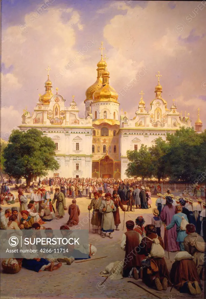 Pilgrim next to Kiev Monastery Of Caves by Vasili Petrovich Vereshchagin, oil on canvas , 1905, 1835-1909, Russia, Vladimir , State Museum of Architecture, History and Art