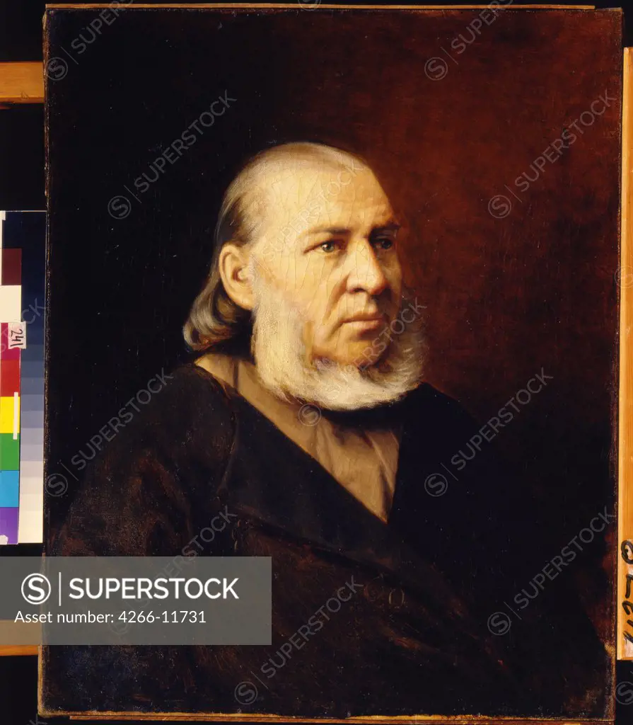 Portrait of Sergei Aksakov by Vasili Grigoryevich Perov, oil on canvas, 1834-1882, 19th century, Russia, Saratov, State A. Radishchev Art Museum, 75x62
