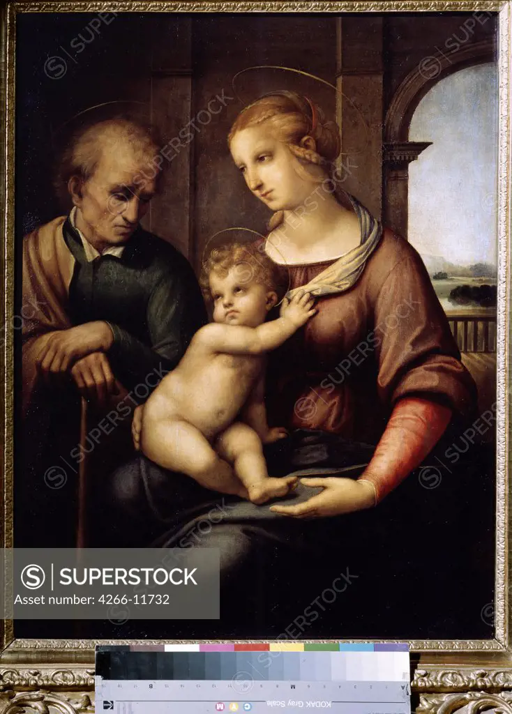 Holy family by Raphael , tempera and oil on canvas , 1505-1506, 1483-1520, Russia, St. Petersburg, State Hermitage, 72, 5x56, 5