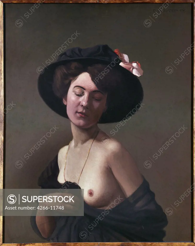 Portrait of semi-dress woman by Felix Edouard Vallotton, oil on canvas , 1908, 1865-1925, Russia, St. Petersburg , State Hermitage, 81, 3x65 Nabis Schwitzerland