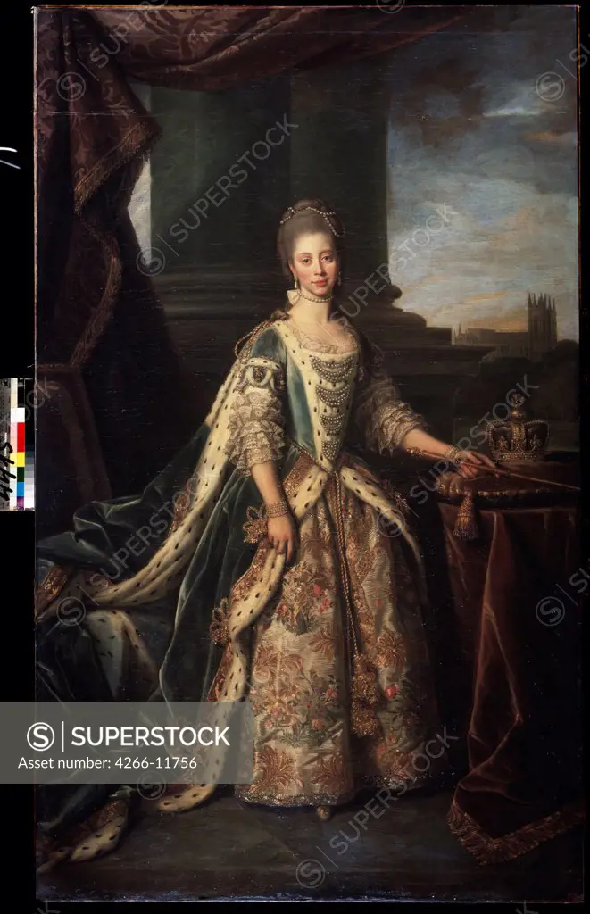 Portrait of Charlotte of Mecklenburg-Strelitz by Sir Nathaniel Dance, oil on canvas , 1773, 1735-1811, Russia, St. Petersburg , State Hermitage, 240x147
