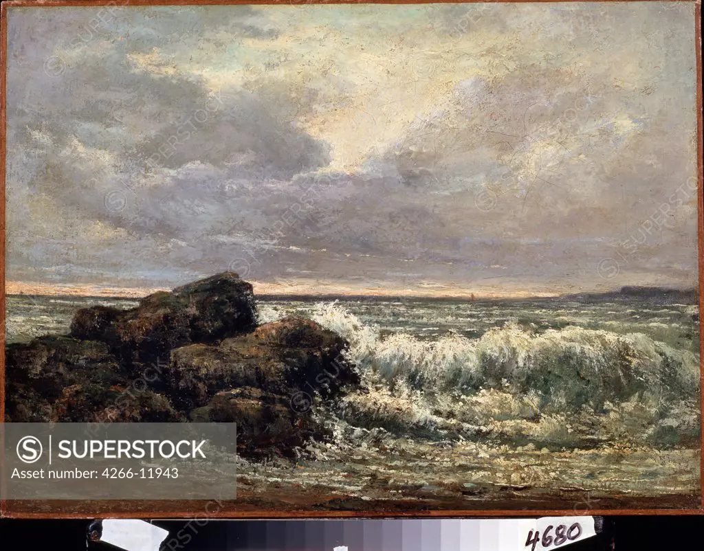 Landscape with sea by Gustave Courbet, oil on canvas, circa 1870, 1819-1877, Russia, Moscow, State A. Pushkin Museum of Fine Arts, 47, 5x65