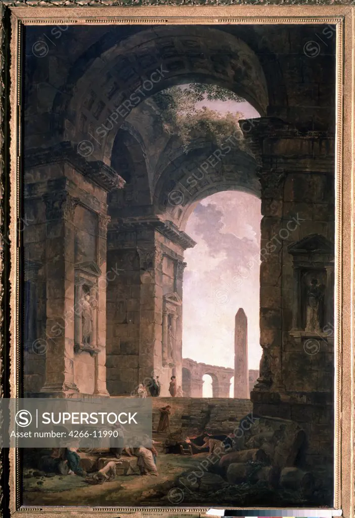 Old ruin by Hubert Robert, oil on canvas , 1775, 1733-1808, Russia, Moscow , State A. Pushkin Museum of Fine Arts, 160x104