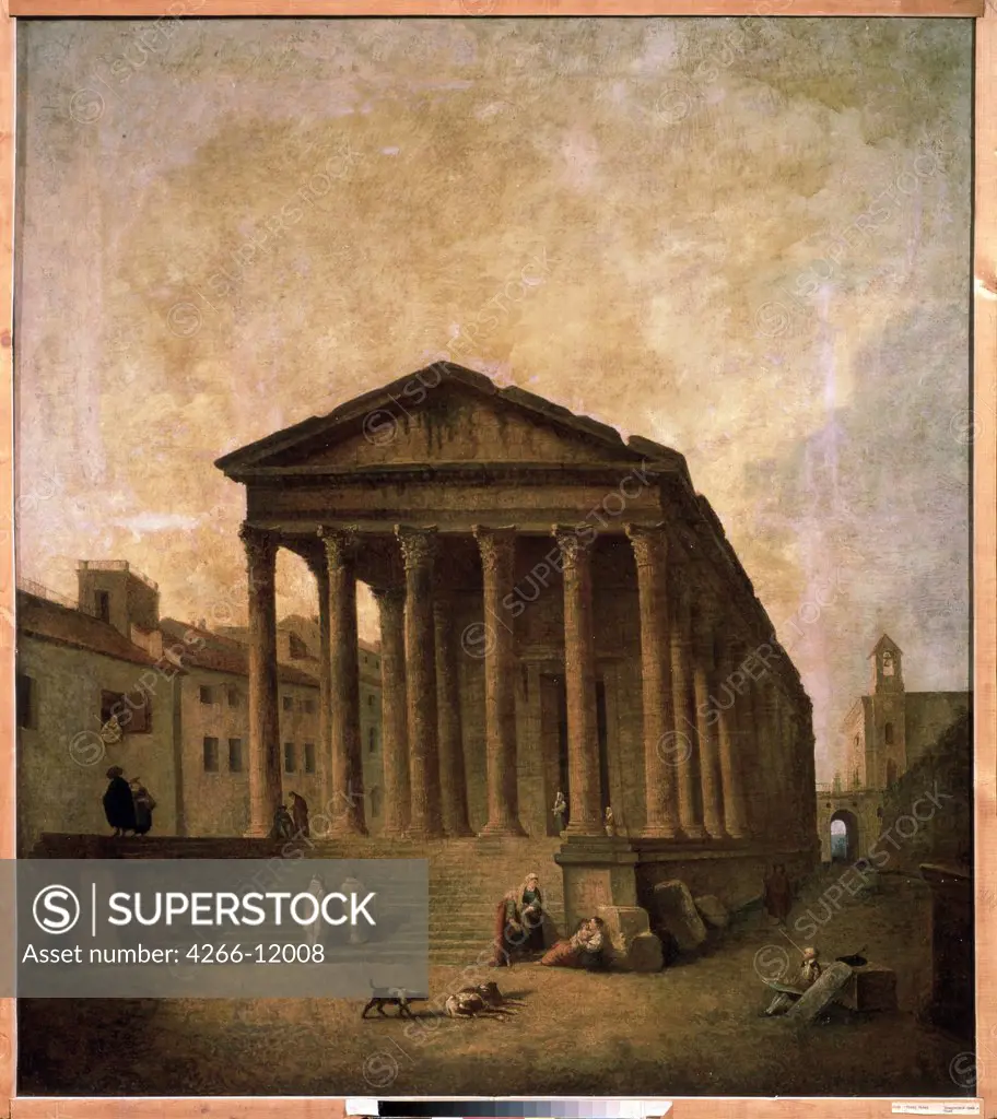 View of old temple by Hubert Robert, oil on canvas, 1780s, 1733-1808, Russia, Moscow, State A. Pushkin Museum of Fine Arts, 140x124
