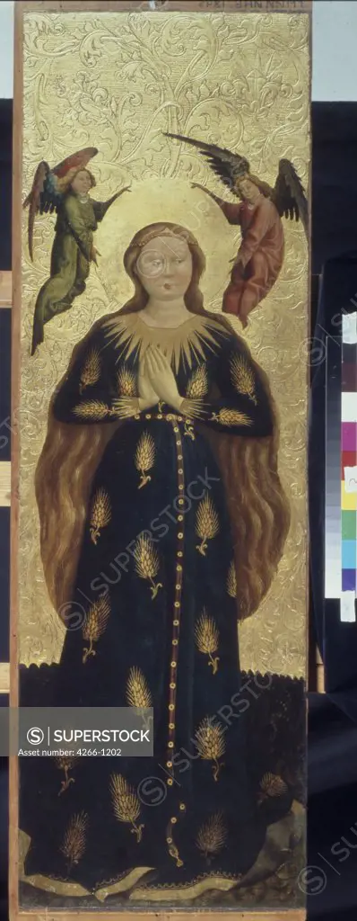 Virgin Mary by Austrian master, Tempera on panel, circa 1440-1450, 15th century, Russia, Moscow, State A. Pushkin Museum of Fine Arts, 124x40