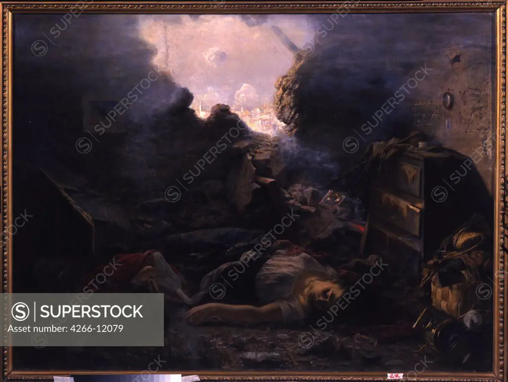 Siege of Sevastopol in 1854 by Grigori Grigoryevich Myasoedov, oil on canvas , 1878, 1834-1911, Ukraine, Kharkov , State Art Museum, 114x56