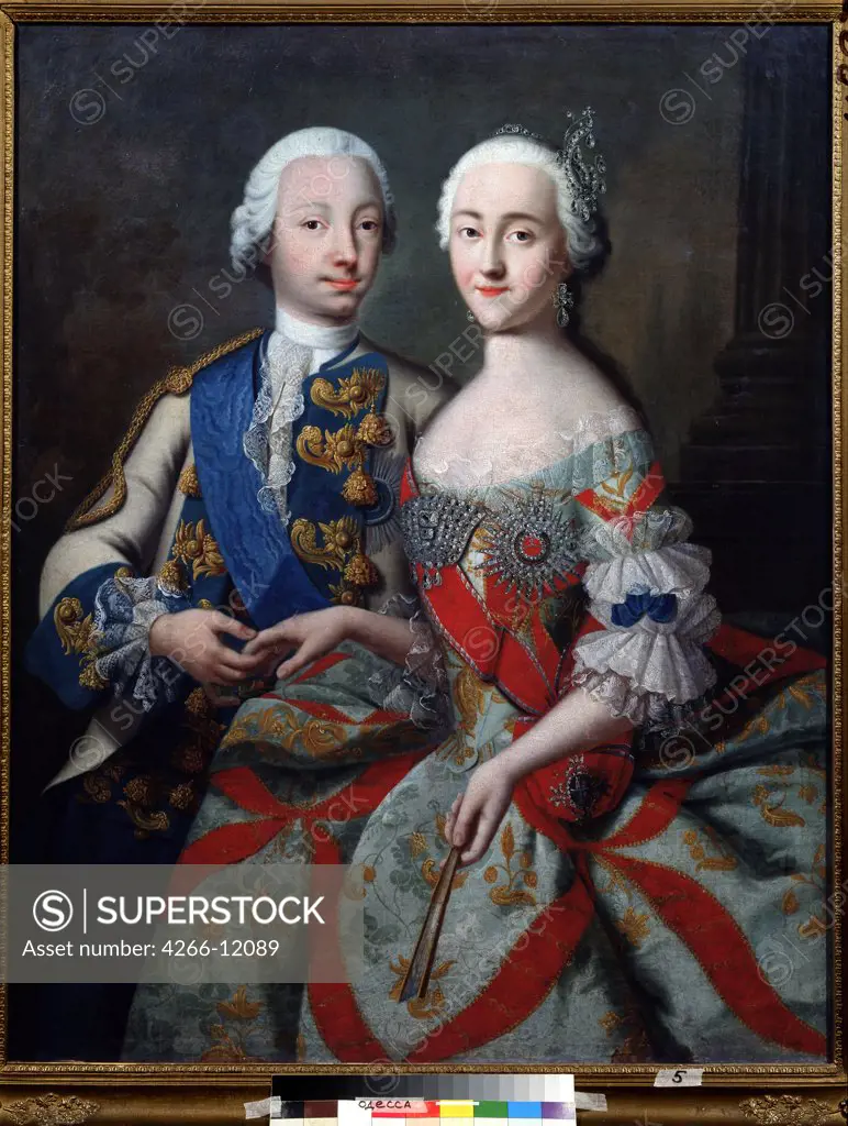 Portrait of Tsar Peter III and Catherine the Great by Georg-Christoph Grooth, oil on canvas, 1716-1749, Ukraine, Odessa, State Art Museum, 126, 5x100