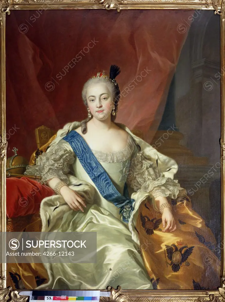 Portrait of empress Elisabeth I by Carle Van Loo, oil on canvas , 1760, 1705-1765, Russia, St. Petersburg , State Open-air Museum Peterhof