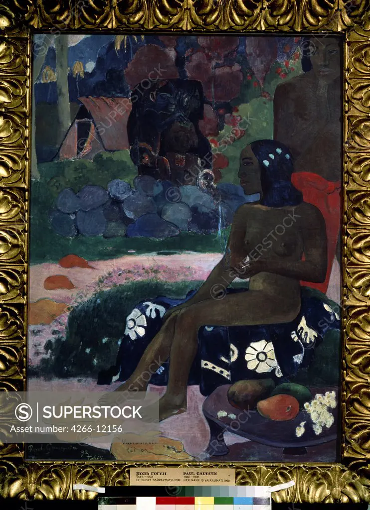 Tahitians people with cigarette by Paul Eugene Henri Gauguin, oil on canvas , 1892, 1848-1903, Russia, Moscow , State A. Pushkin Museum of Fine Arts, 91x68