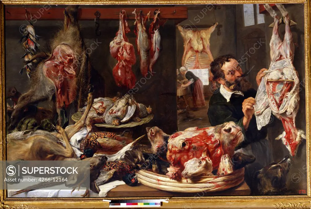 Butcher's Shop by Frans Snyders, oil on canvas , 1630s, 1579-1657, Russia, Moscow , State A. Pushkin Museum of Fine Arts, 135x210