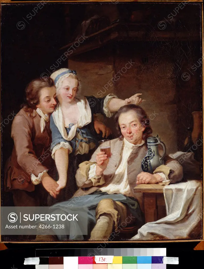 Drinking people by Georg Melchior Kraus, oil on canvas, 1765, 1737-1806, Russia, Moscow, State A. Pushkin Museum of Fine Arts, 65x55