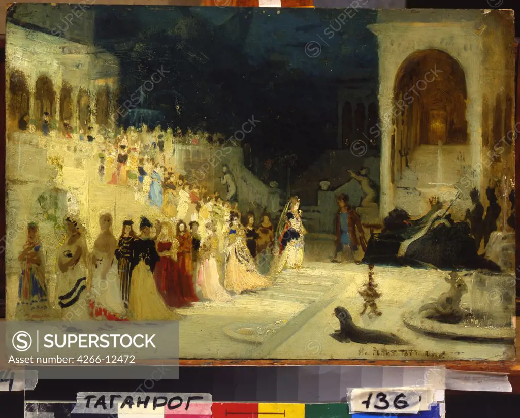 Stage decoration by Ilya Yefimovich Repin, oil on canvas, 1874, 1844-1930, Russia, Taganrog, Regional Art Gallery, 29x43