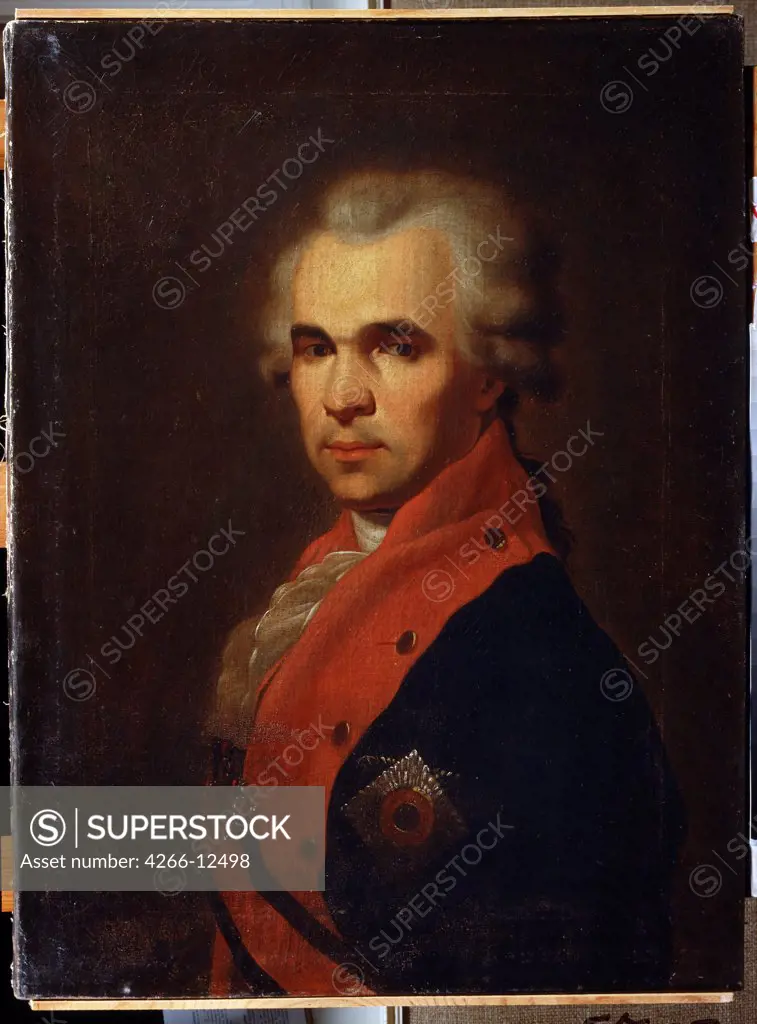 Portrait of Vasily Popov by Petro Semyonovich Drozhdin, Oil on canvas, 1793, 1745-1805, Ukraine, Dnepropetrovsk, State Art Museum, 66x48
