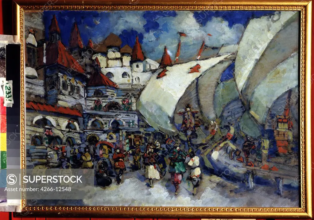 Theatrical scenic painting by Konstantin Alexeyevich Korovin, Tempera on cardboard, 1906, 1861-1939, Russia, Moscow, State Central A. Bakhrushin Theatre Museum,
