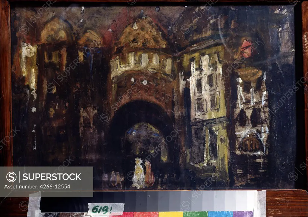 Stage set by Konstantin Alexeyevich Korovin, gouache on cardboard, 1910, 1861-1939, Russia, Moscow , State Central A. Bakhrushin Theatre Museum, 32, 5x49, 9