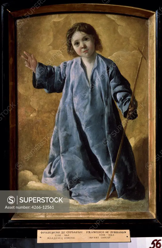 Christ Child by Francisco de Zurbaran, oil on wood , 1635-1640, 1598-1664, Russia, Moscow , State A. Pushkin Museum of Fine Arts, 42x27