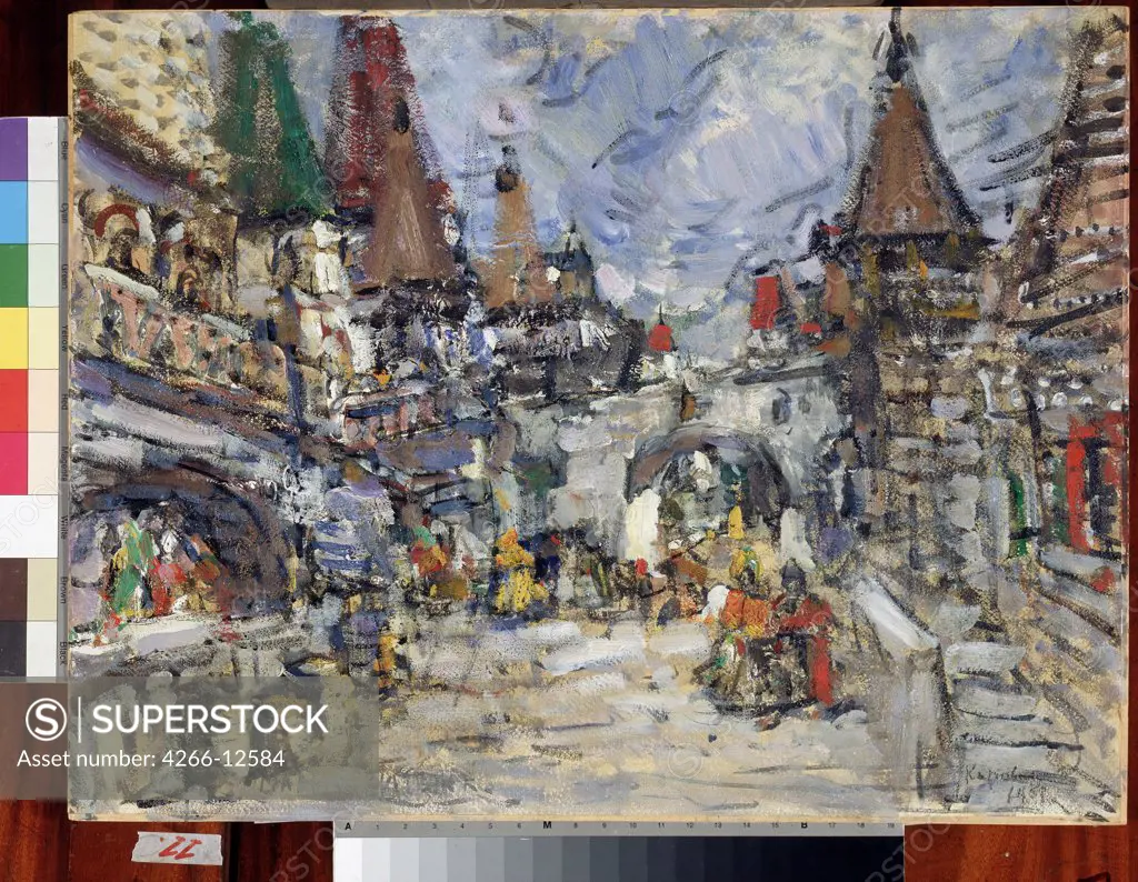 Legend of the Invisible City of Kitezh by Konstantin Alexeyevich Korovin, oil on cardboard, 1908, 1861-1939, Russia, Moscow , State Central A. Bakhrushin Theatre Museum, 50, 7x66