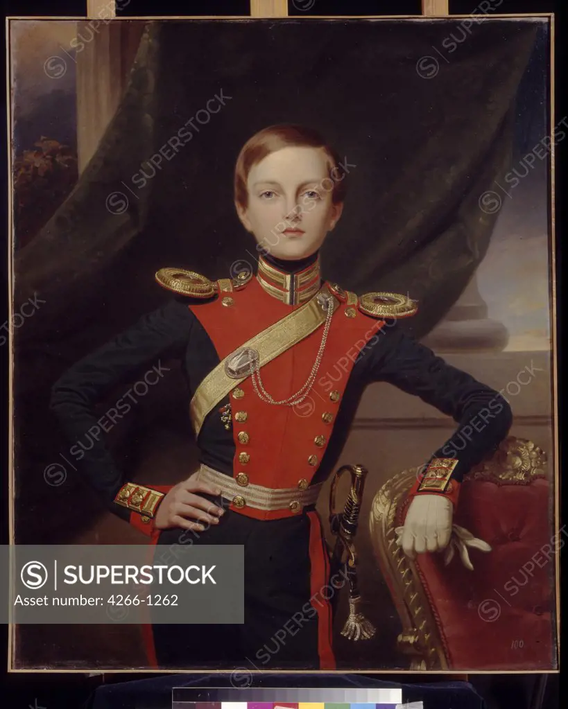 Portrait of Grand Duke Michael Nikolaevich of Russia by Franz Kruger, oil on canvas, 1847, 1797-1857, Russia, Moscow, State A. Pushkin Museum of Fine Arts, 101x85
