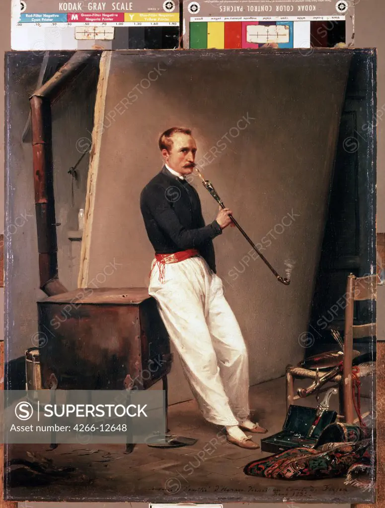 Self-portrait by Horace Vernet, oil on canvas, 1835, 1789-1863, Russia, St. Petersburg, State Hermitage, 47x39