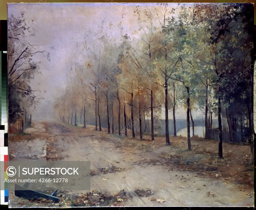 Treelined road by Maria Konstantinovna Bashkirtseva, oil on canvas , 1883, 1860-1884, Russia, St. Petersburg , State Russian Museum, 97x117