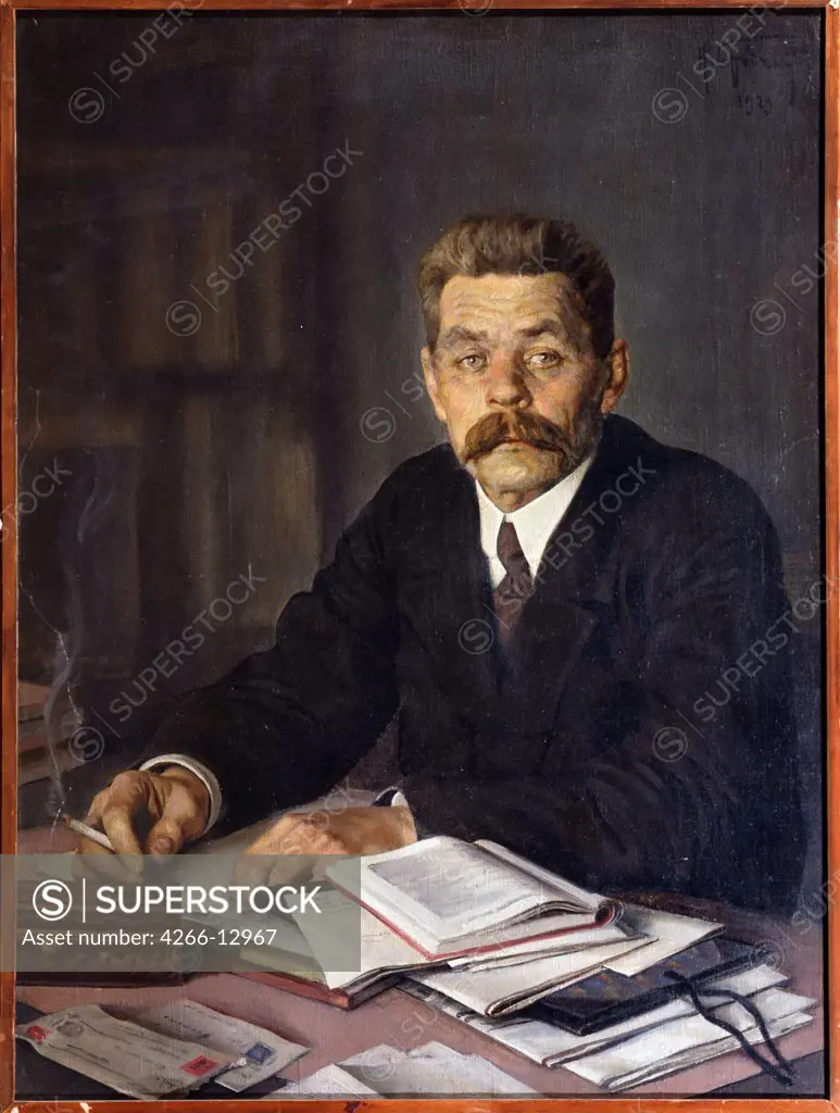 Portrait of Maxim Gorky by Isaak Izrailevich Brodsky, Oil on canvas, 1929, 1884-1939, Russia, Moscow, State Central Literary Museum, 114x85, 5