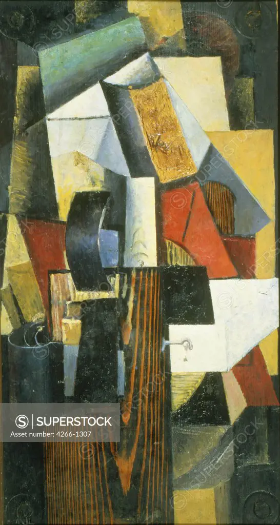 Malevich, Kasimir Severinovich (1878-1935) State Tretyakov Gallery, Moscow 1913 49x25,5 Oil on wood Russian avant-garde Russia Abstract Art 