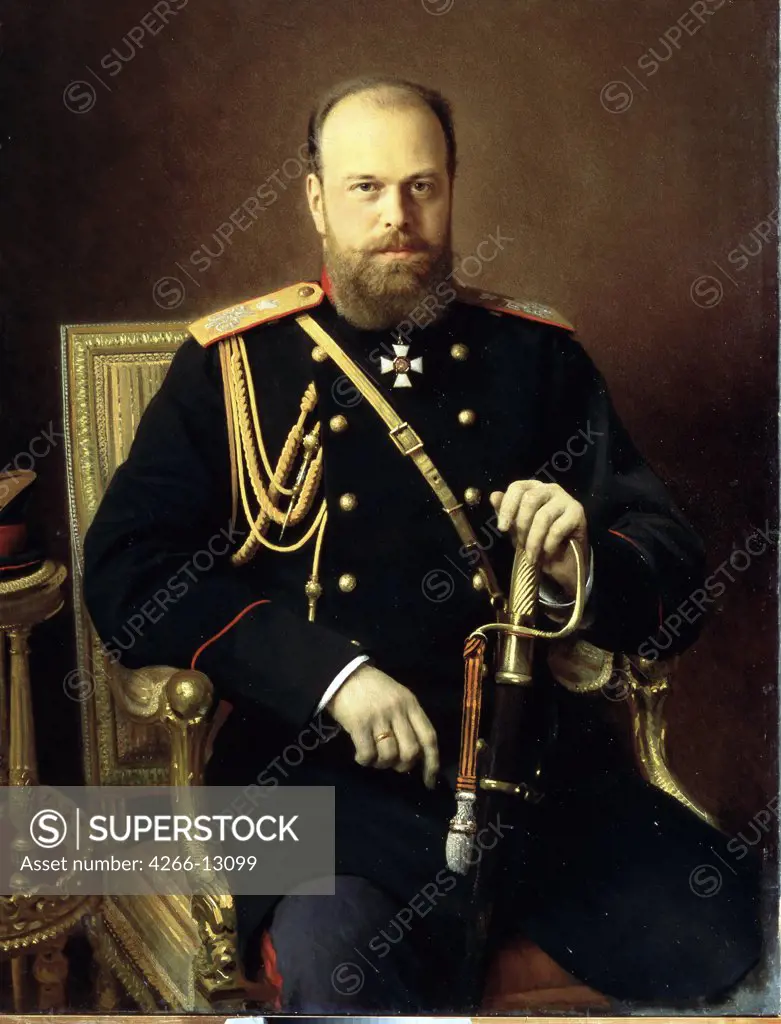 Alexander III by Ivan Nikolayevich Kramskoi , Oil on canvas, 1886, 1837-1887, Russia, Saint Petersburg State Russian Museum, 129x91, 5