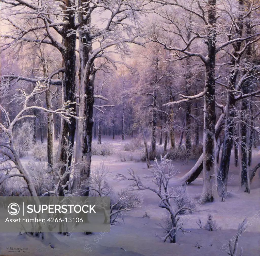 Winter by van Avgustovich Velz, oil on canvas, 1906, 1866-1926, Russia, Omsk, Regional M. Vrubel Art Museum, 150x138