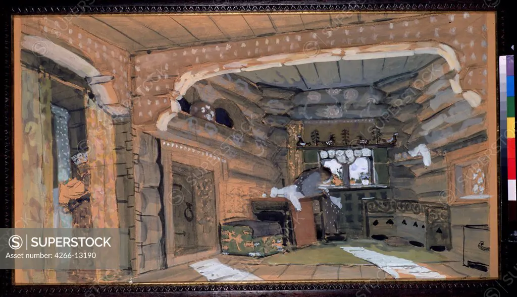 Stage design to Pskov Maiden by Alexander Yakovlevich Golovin, watercolour, gouache on paper, 1901, 1863-1930, Russia, Moscow, State Tretyakov Gallery, 54, 8x95